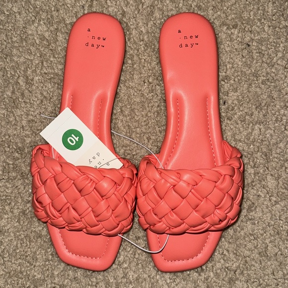 A New Day Carissa Woven Slide Sandals Size 10 Color Pink - Picture 2 of 9